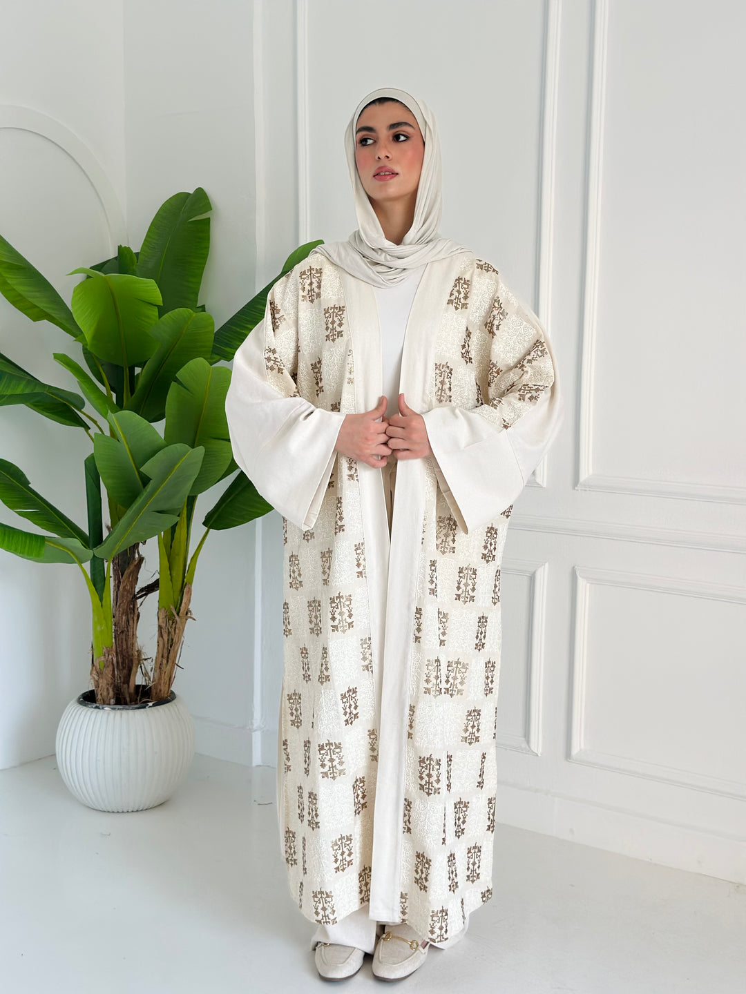 Golden lines kimono - beige