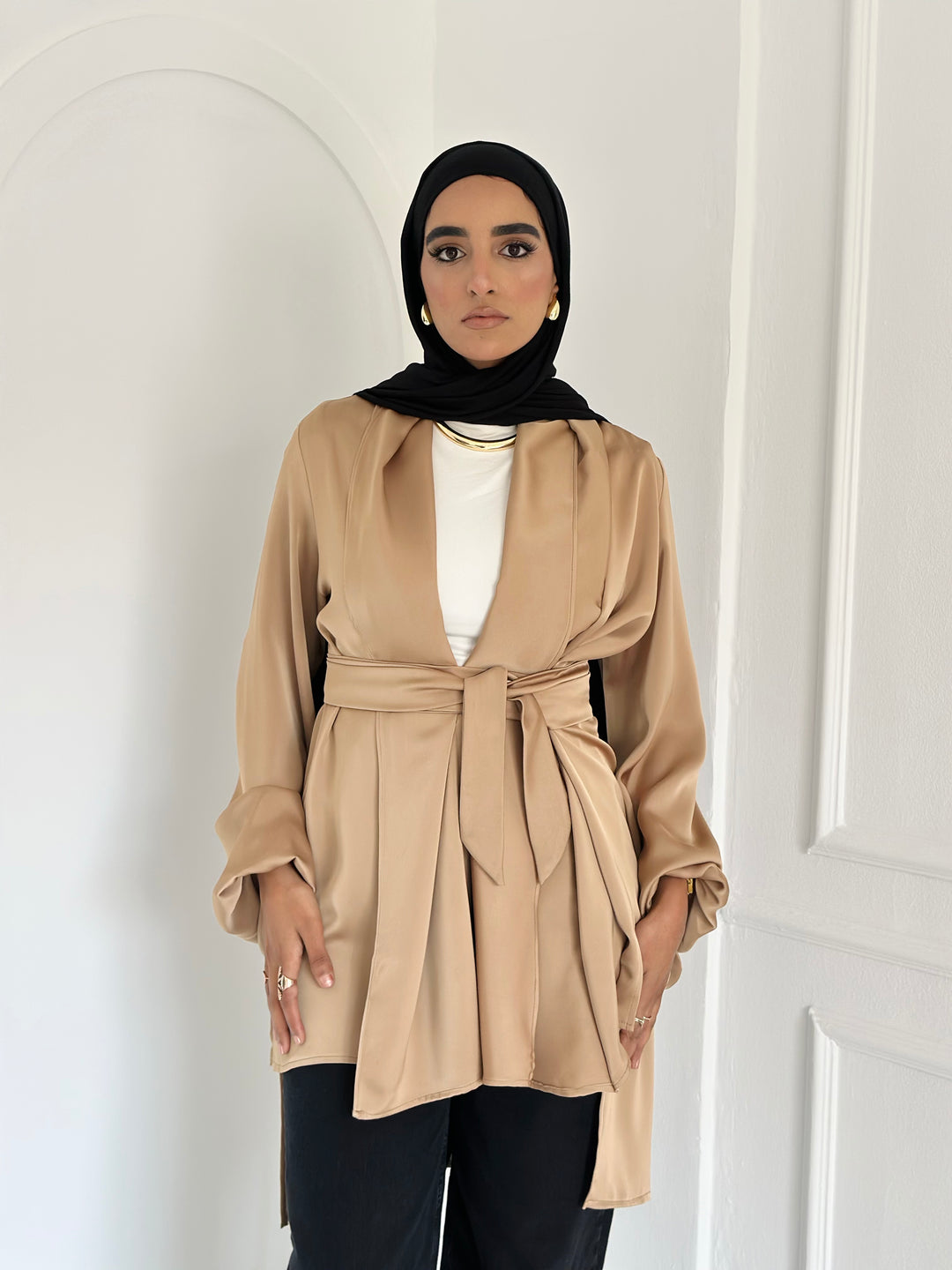 Shall satin shirt - beige