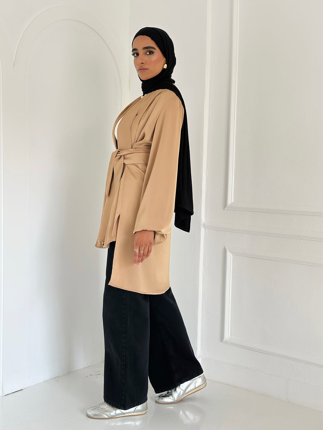 Shall satin shirt - beige