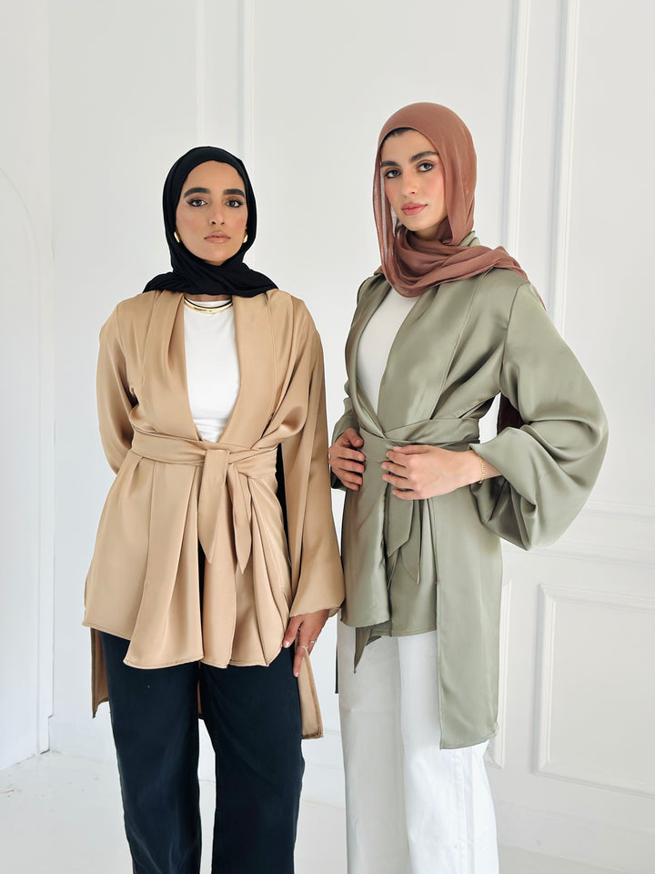 Shall satin shirt - beige