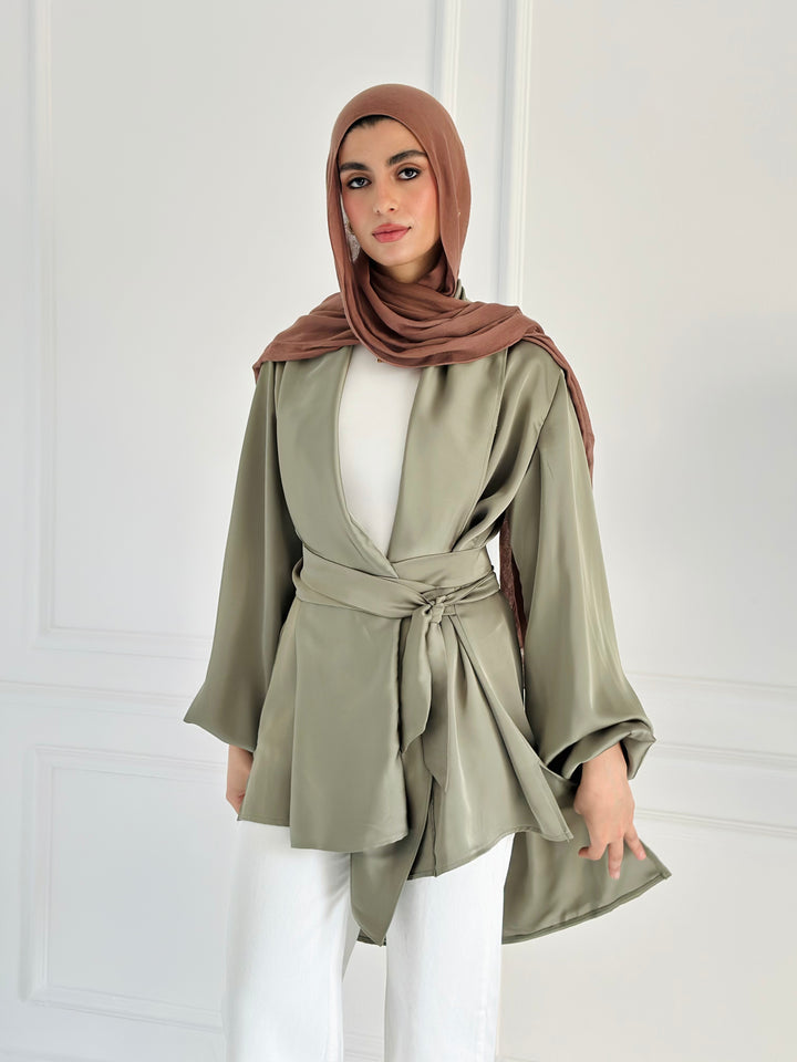 Shall satin shirt - olive