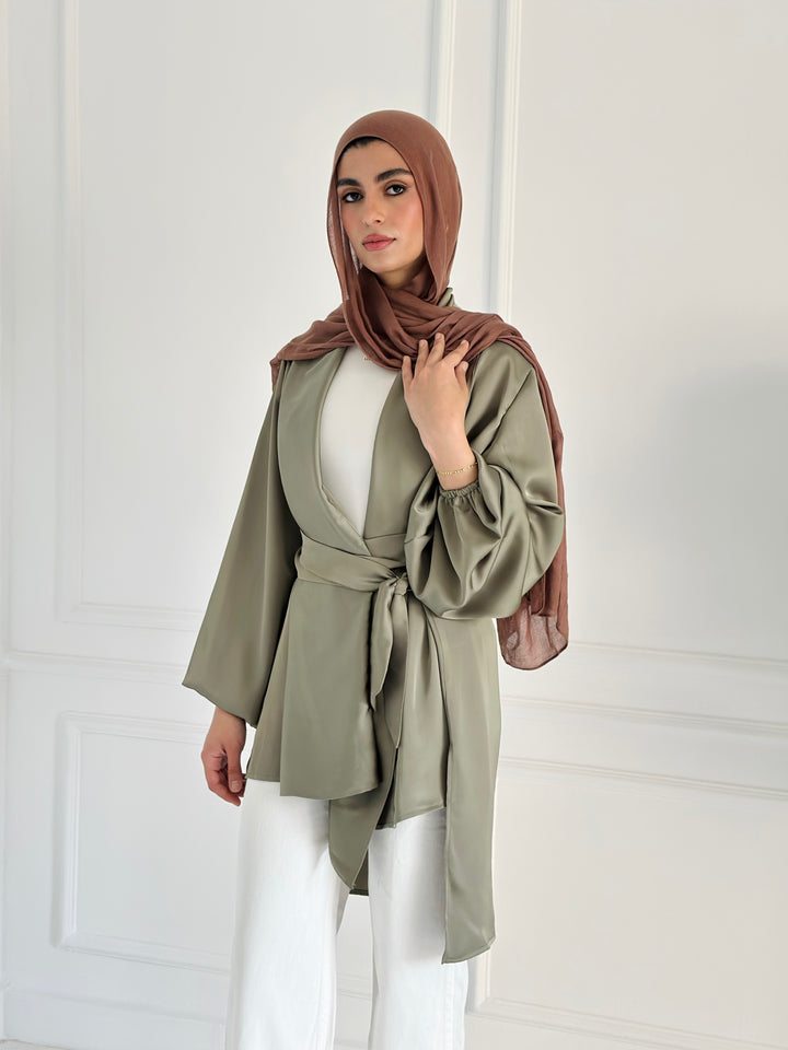 Shall satin shirt - olive