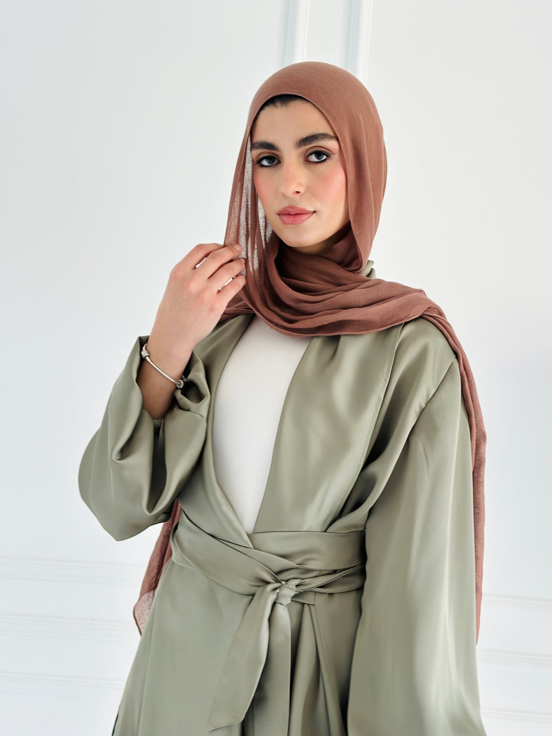 Shall satin shirt - olive