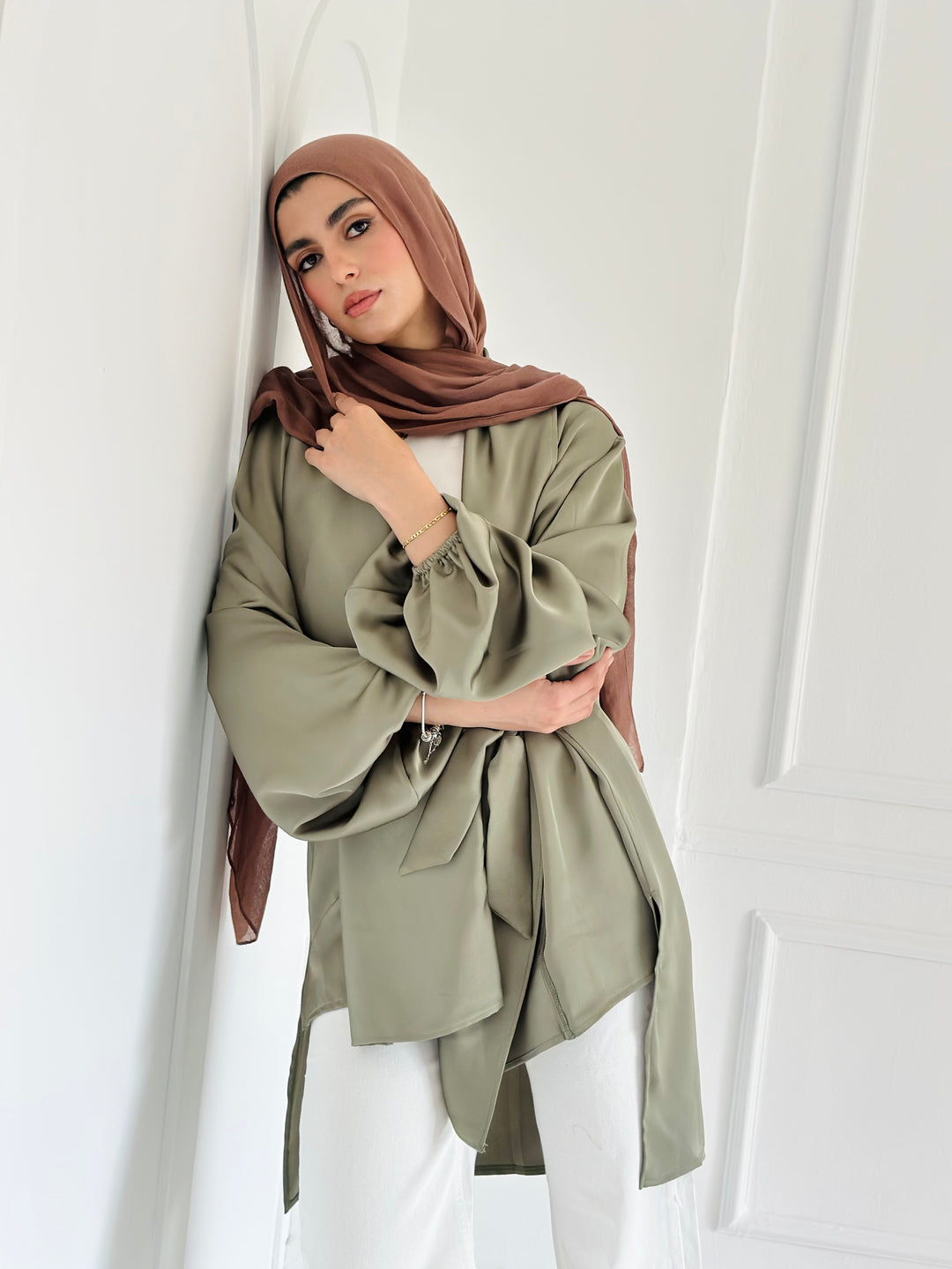 Shall satin shirt - olive
