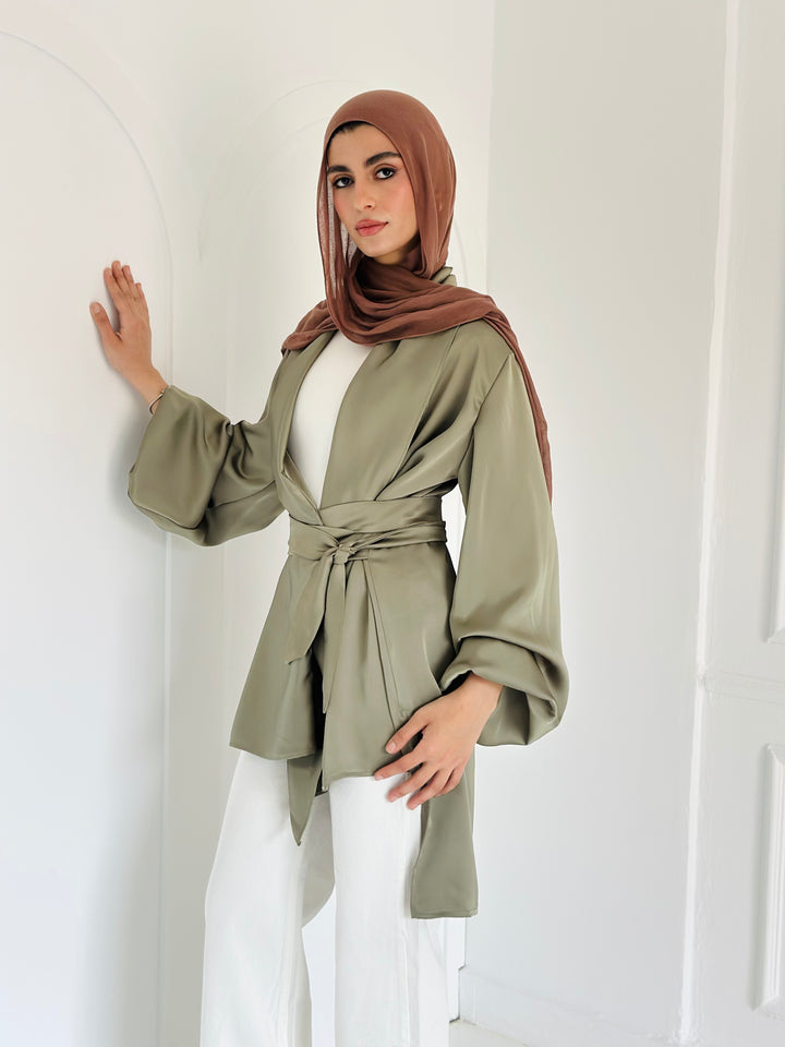 Shall satin shirt - olive