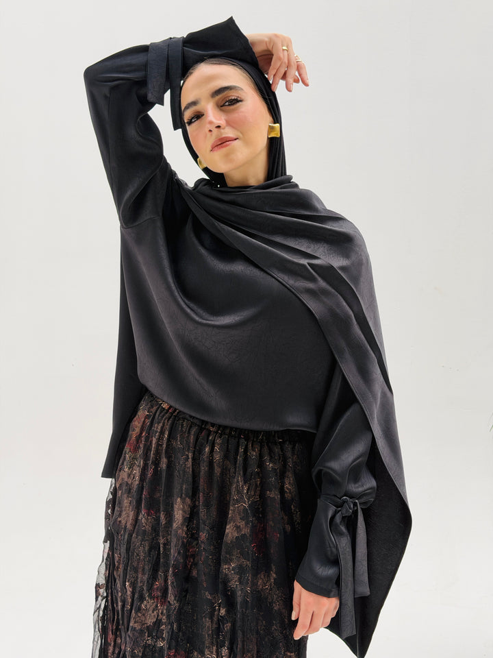 Shall scarve top- black