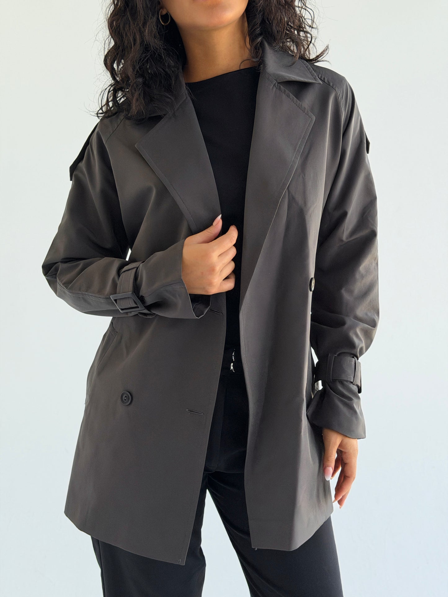 Short trench coat- Dark gray