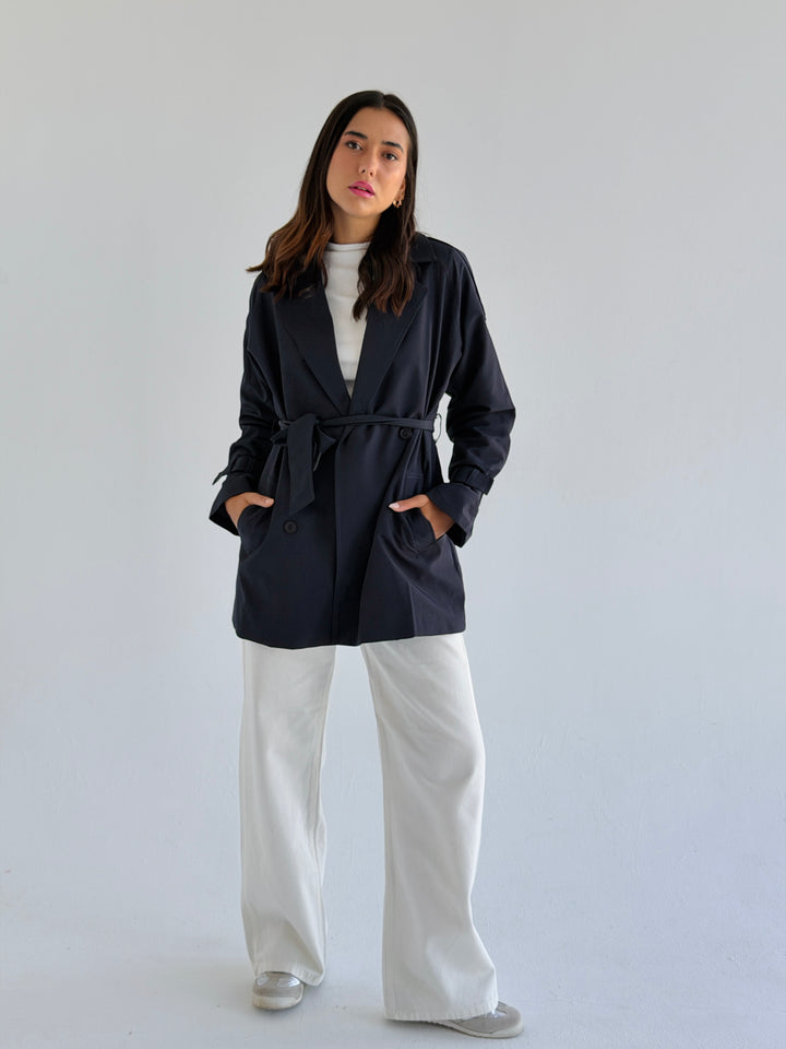 Short trench coat- dark blue