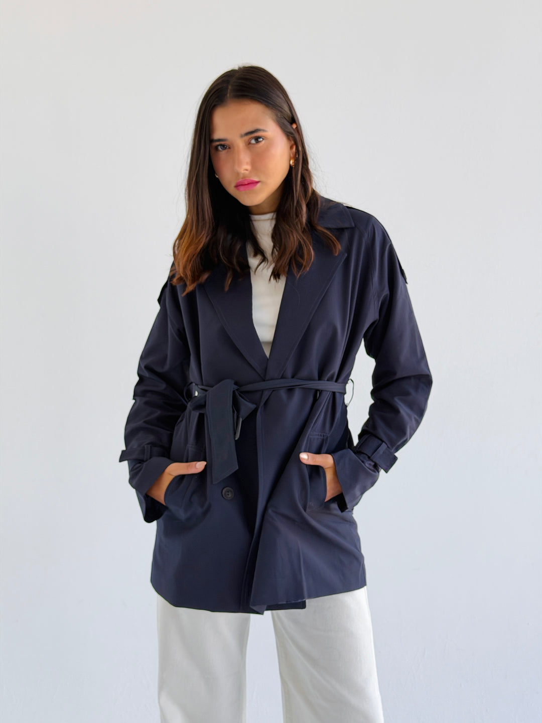 Short trench coat- dark blue