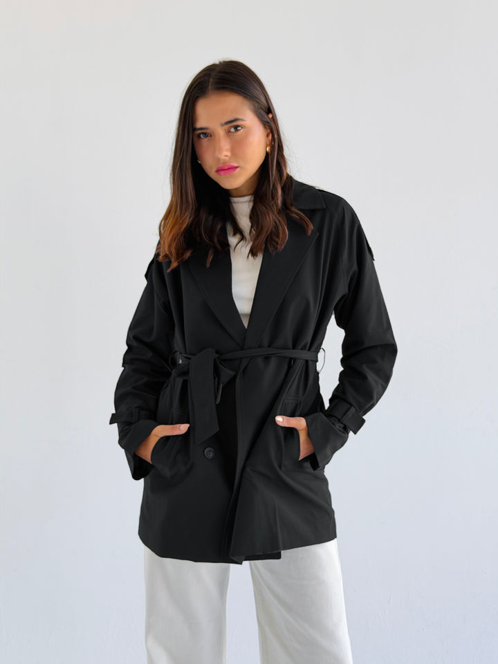 Short trench coat- black