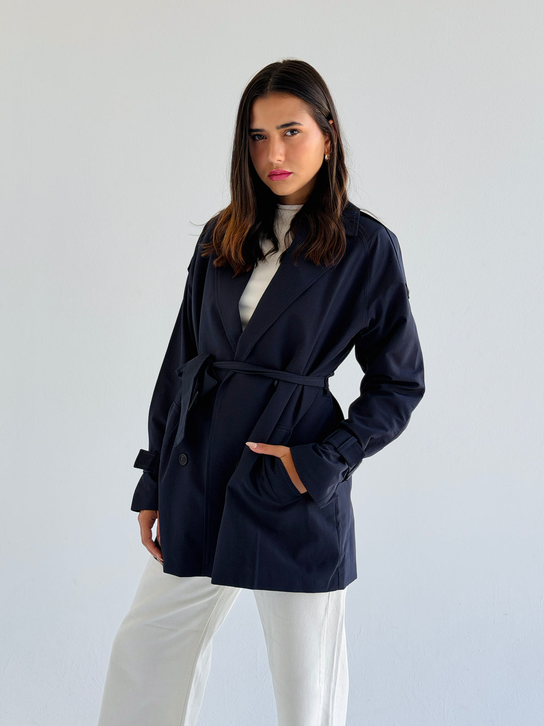 Short trench coat- dark blue