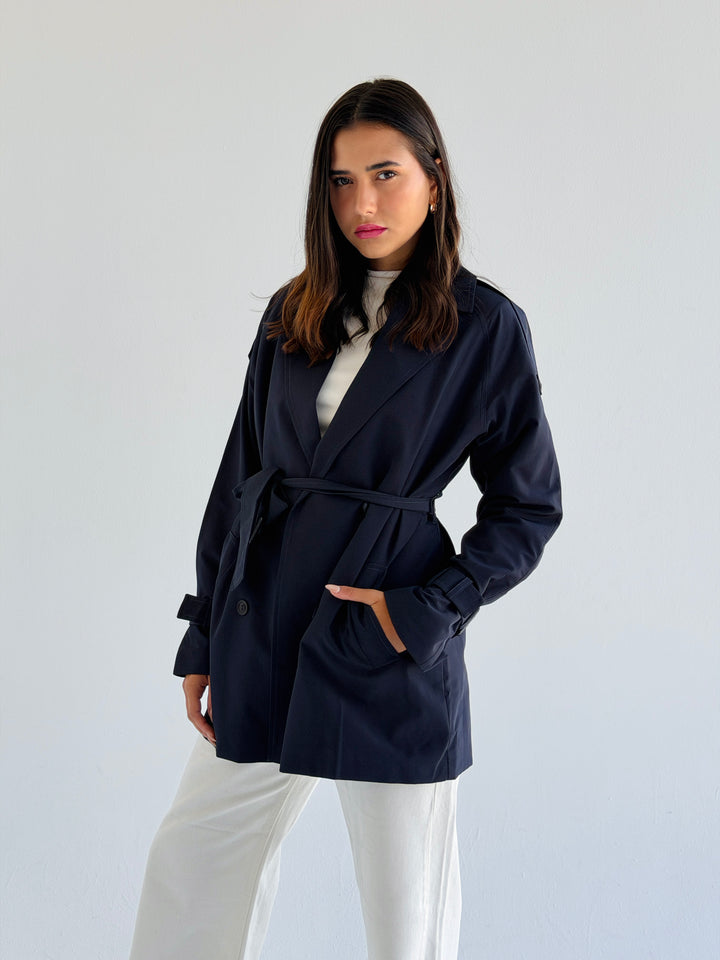Short trench coat- dark blue