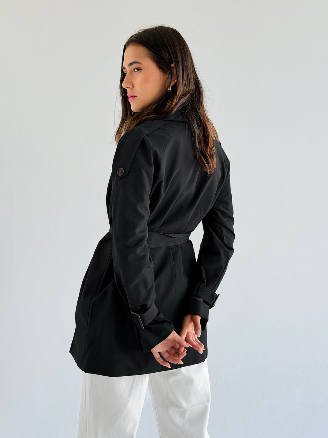 Short trench coat- black