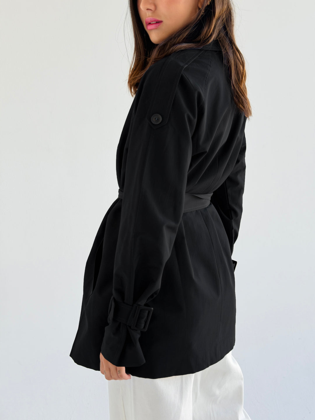 Short trench coat- black