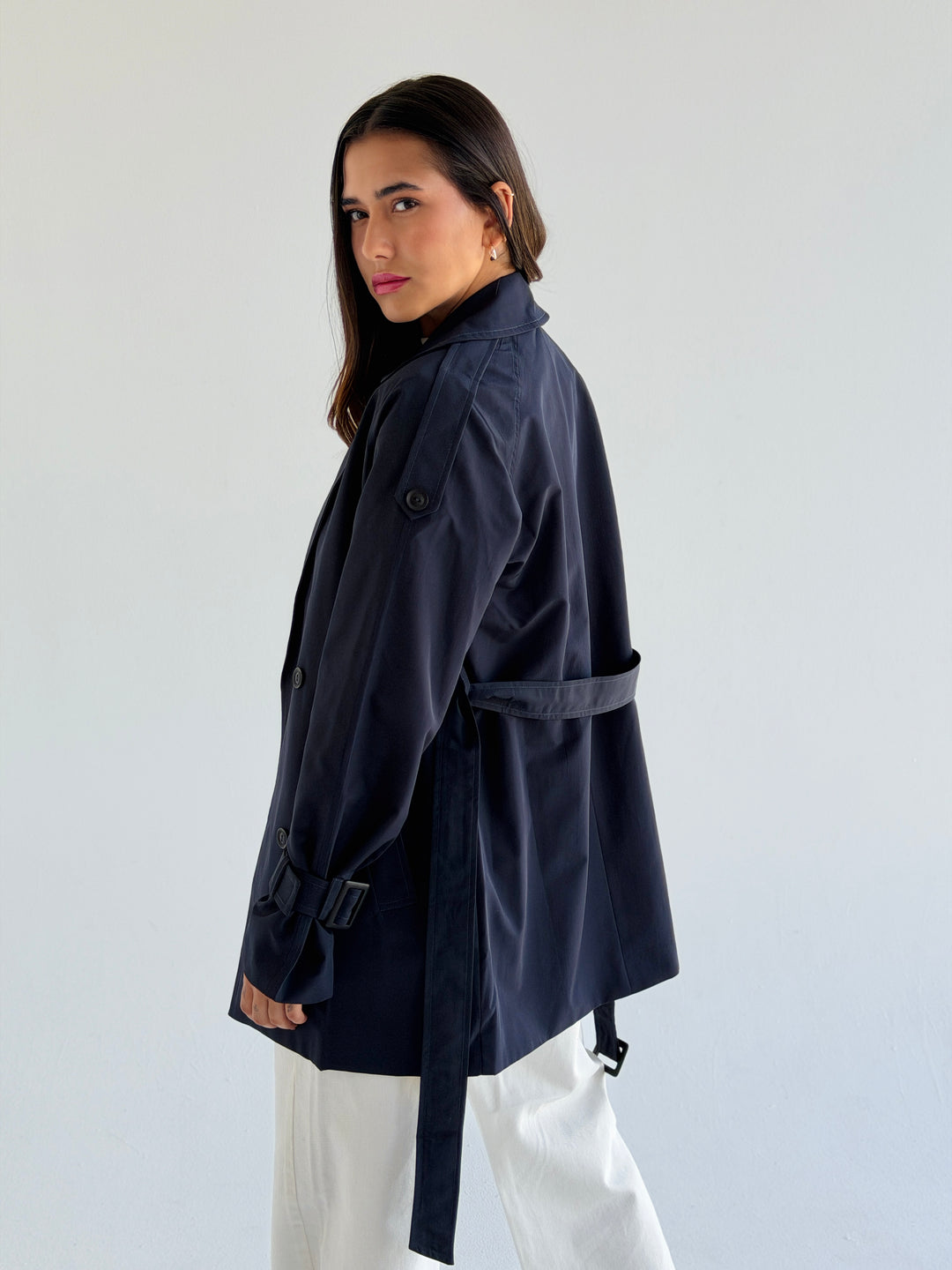 Short trench coat- dark blue