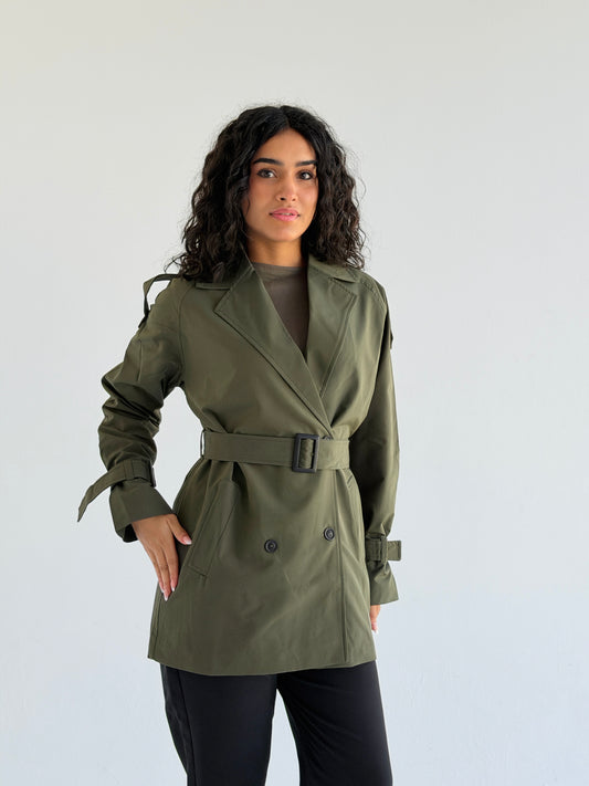 Short trench coat- olive