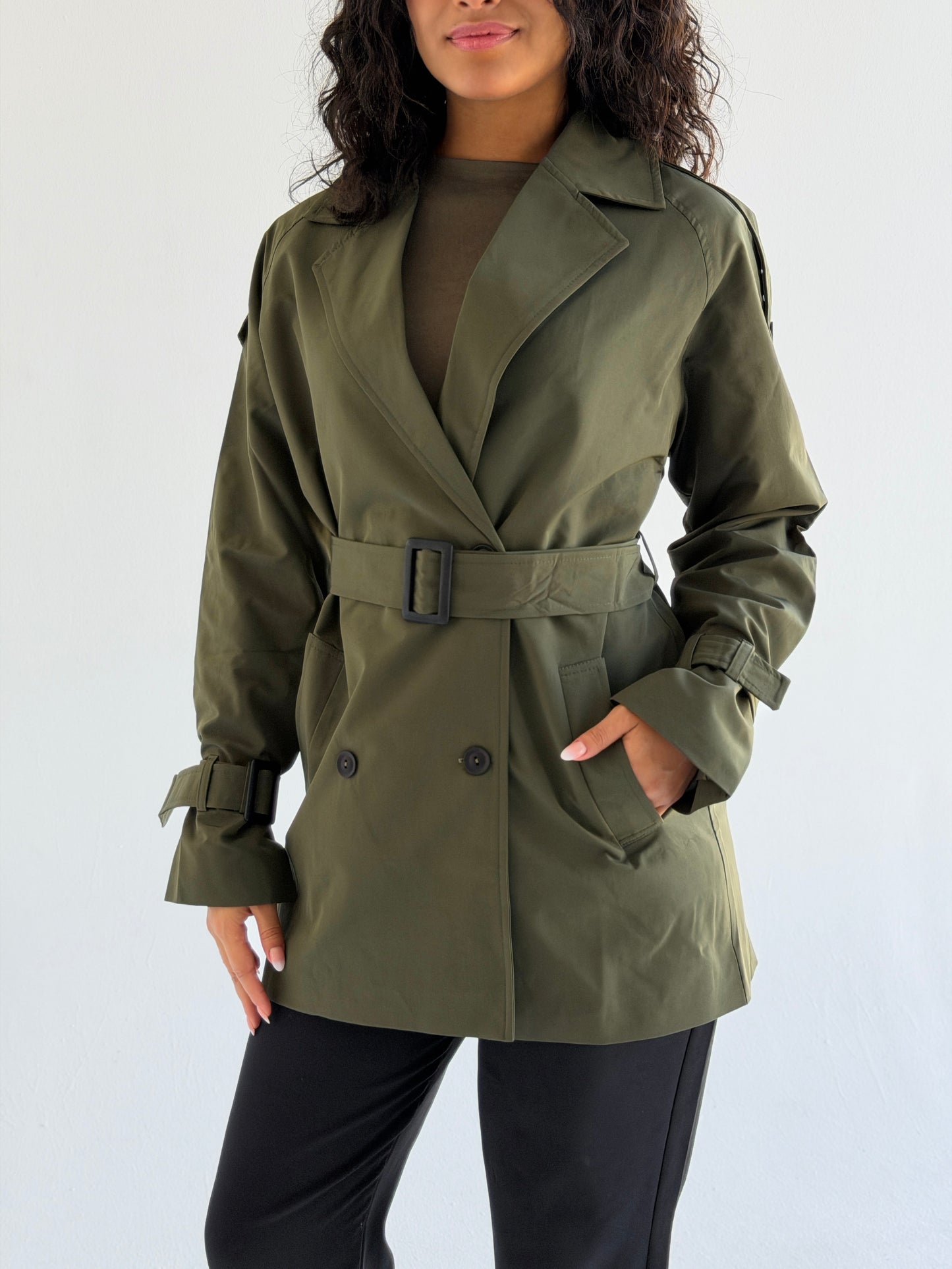 Short trench coat- olive