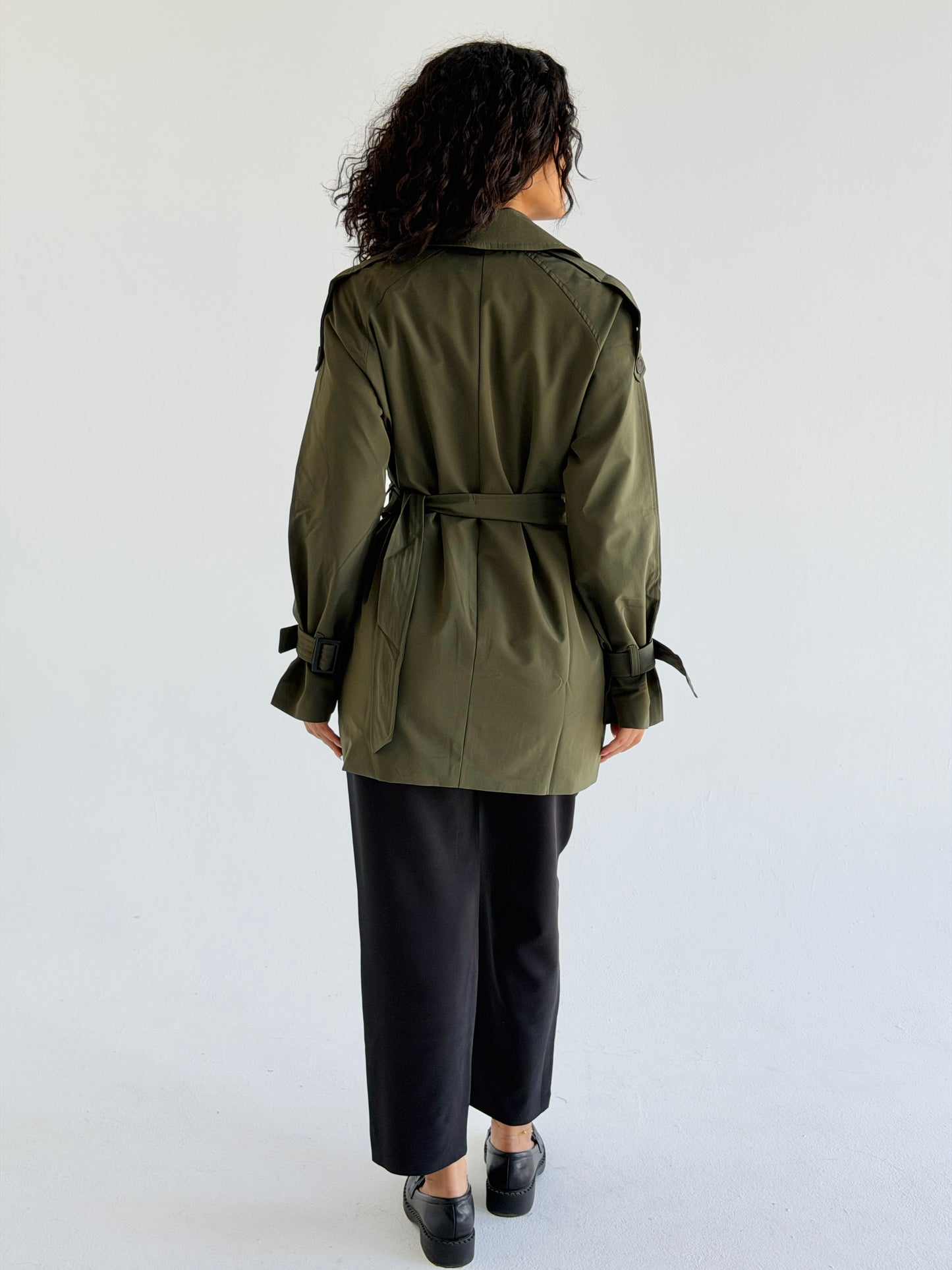 Short trench coat- olive