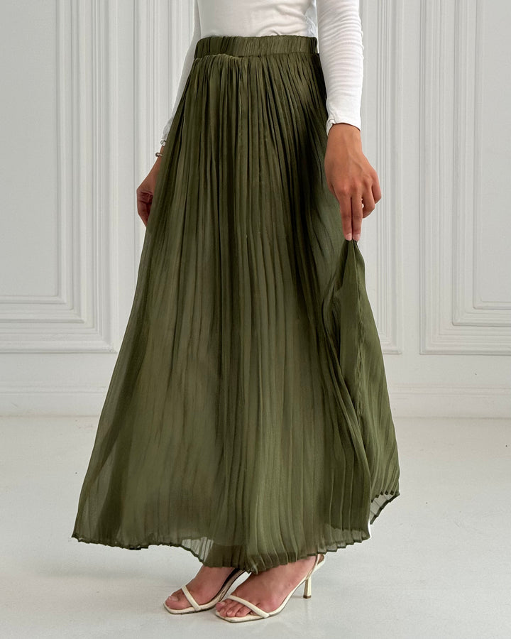 Olive Chiffon Skirt