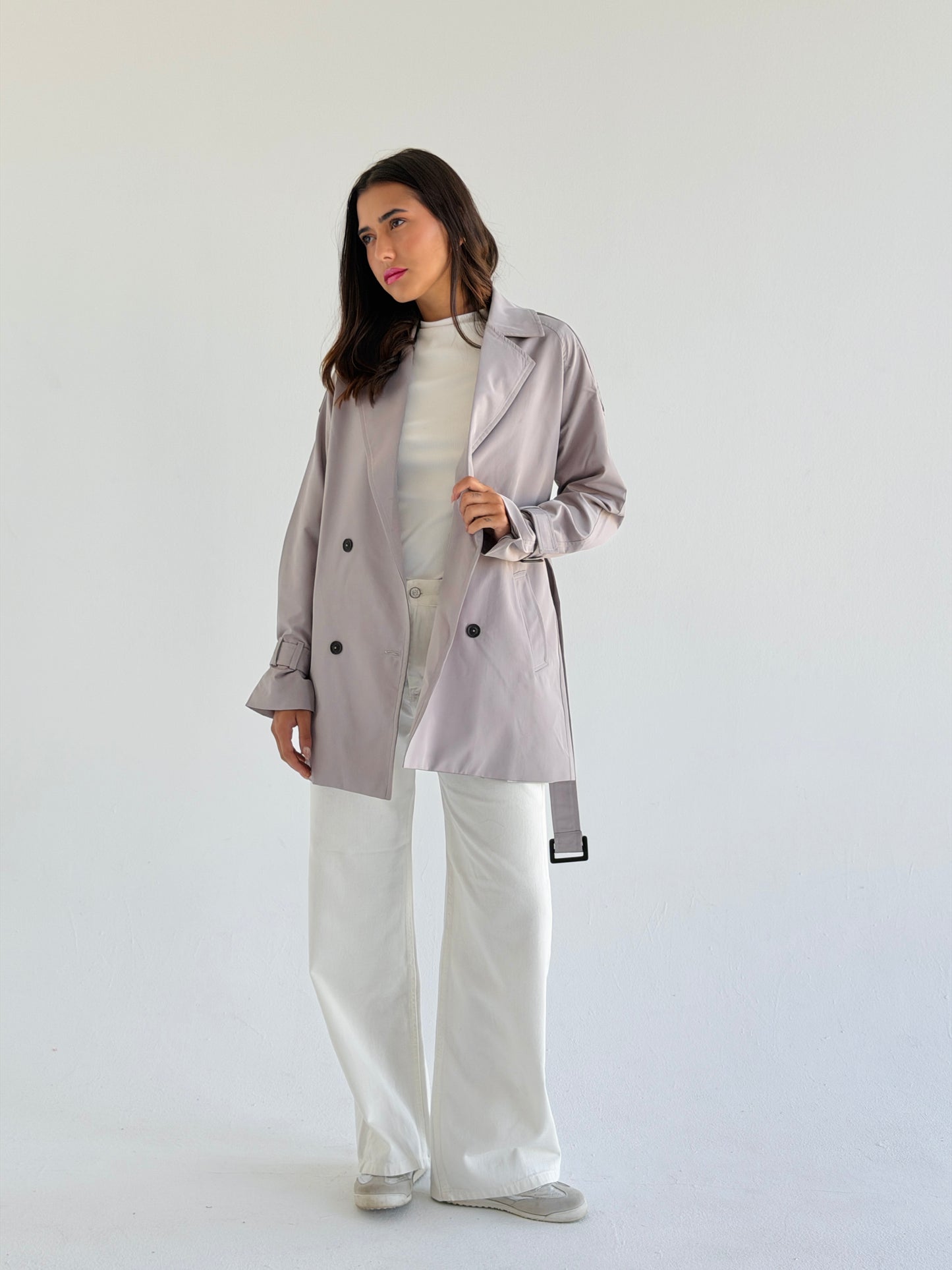 Short trench coat- light gray