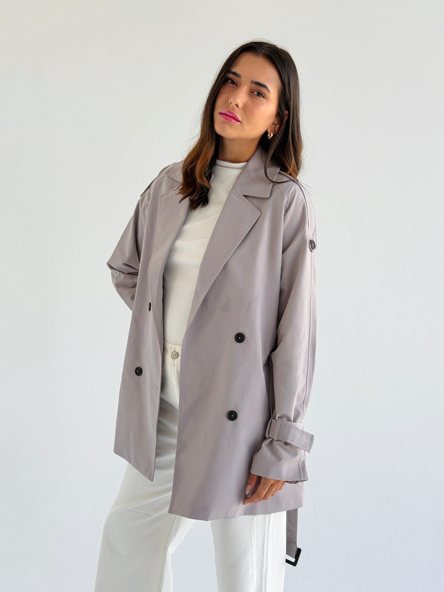 Short trench coat- light gray