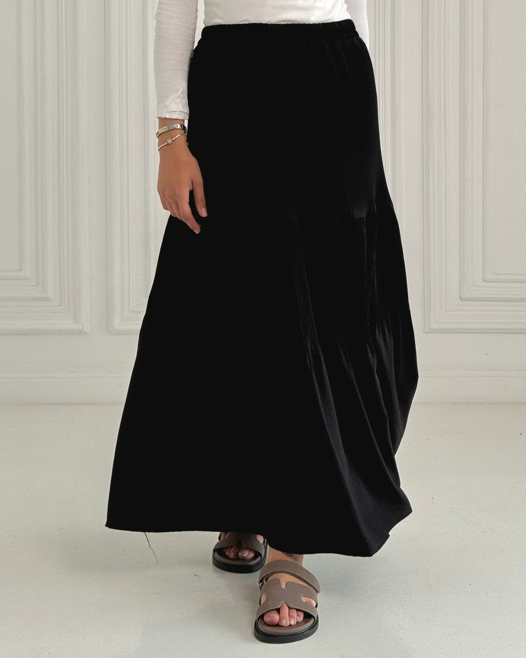 New Pillise skirt-Black