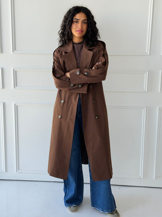 long trench coat- brown