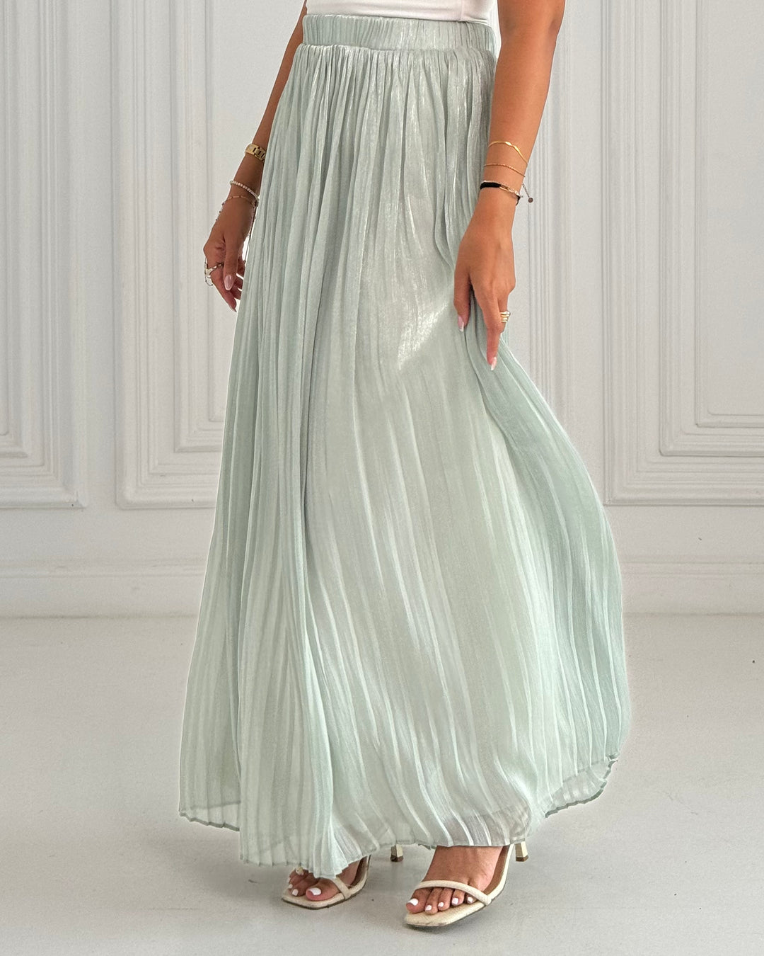 light gray chiffon skirt