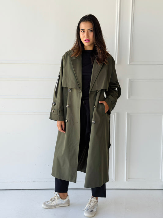 long trench coat- olive