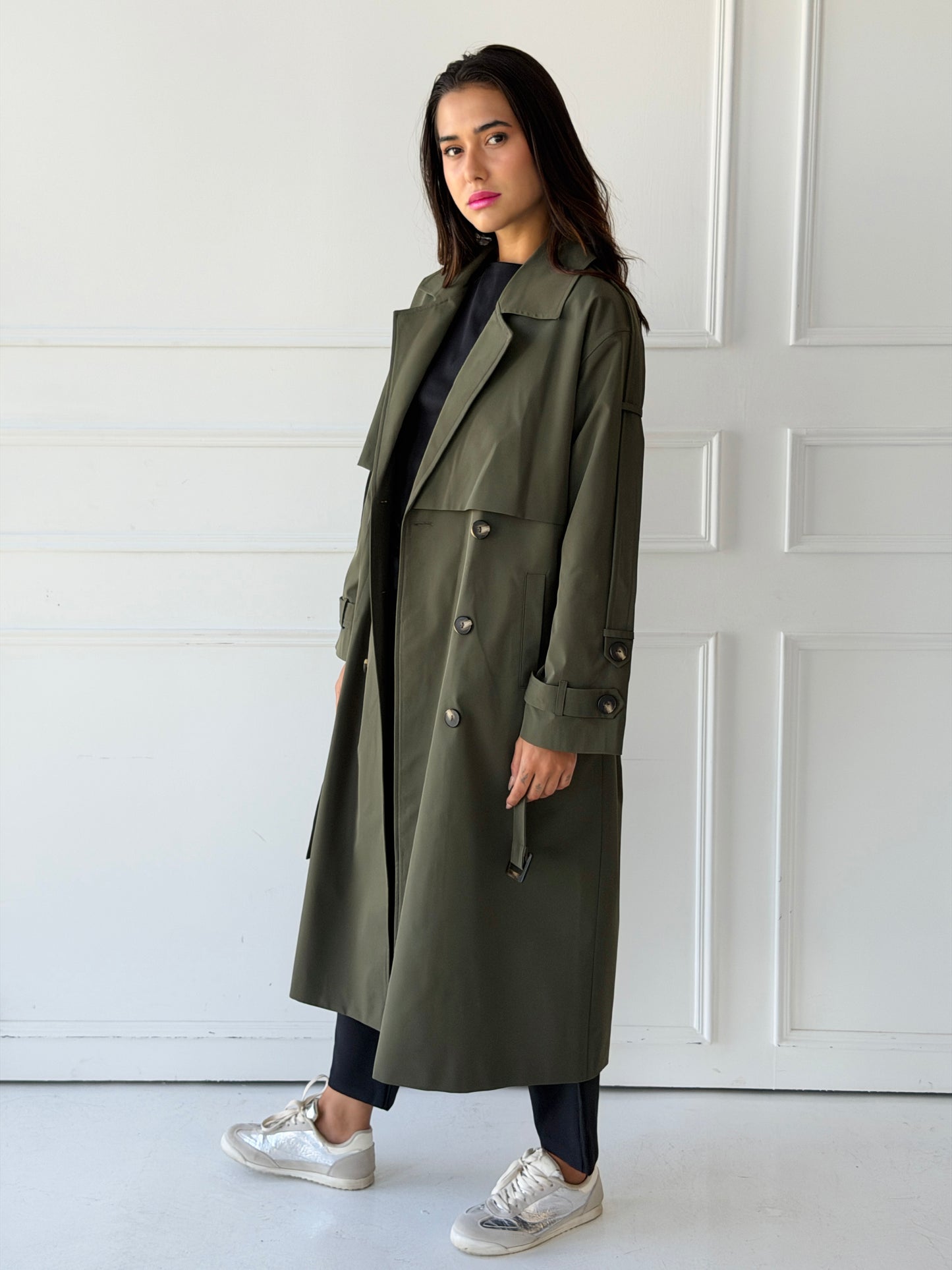 long trench coat- olive
