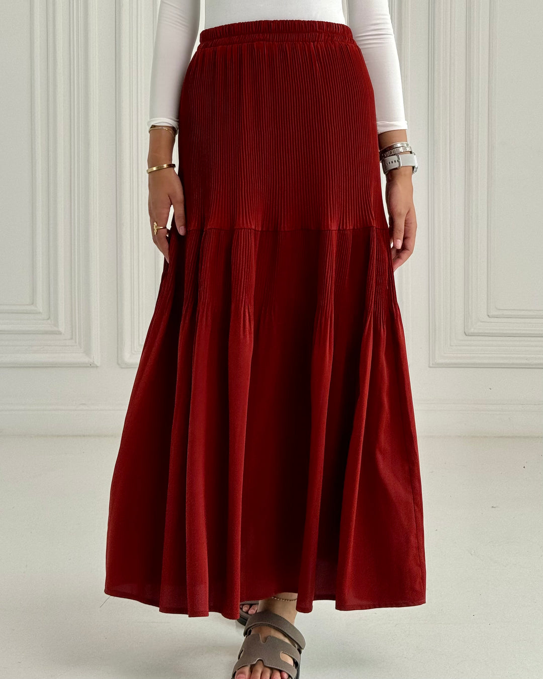 New Pillise skirt- Redsh brown