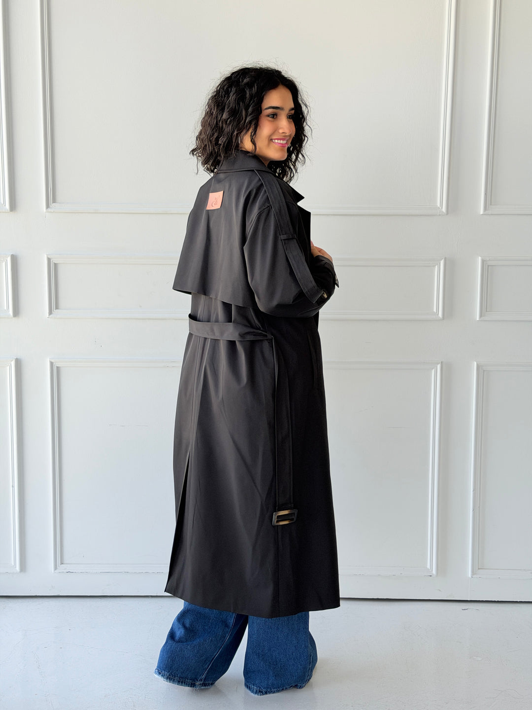 long trench coat- black