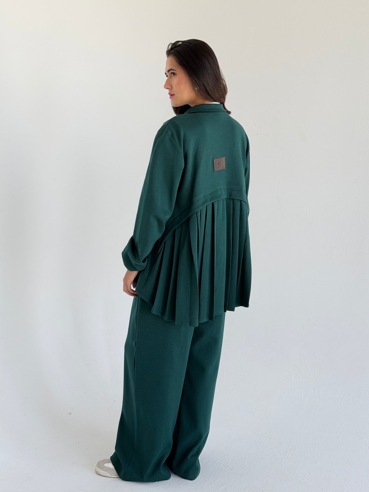 Pleated back set -teal blue