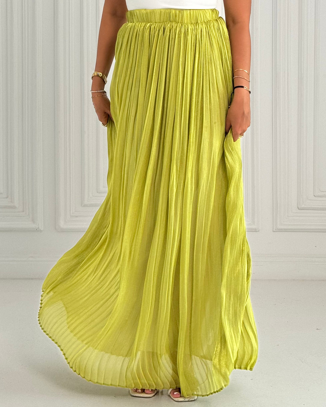 Apple green chiffon skirt