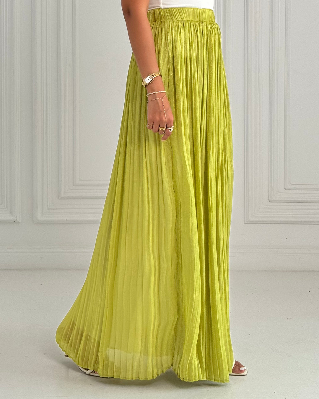 Apple green chiffon skirt