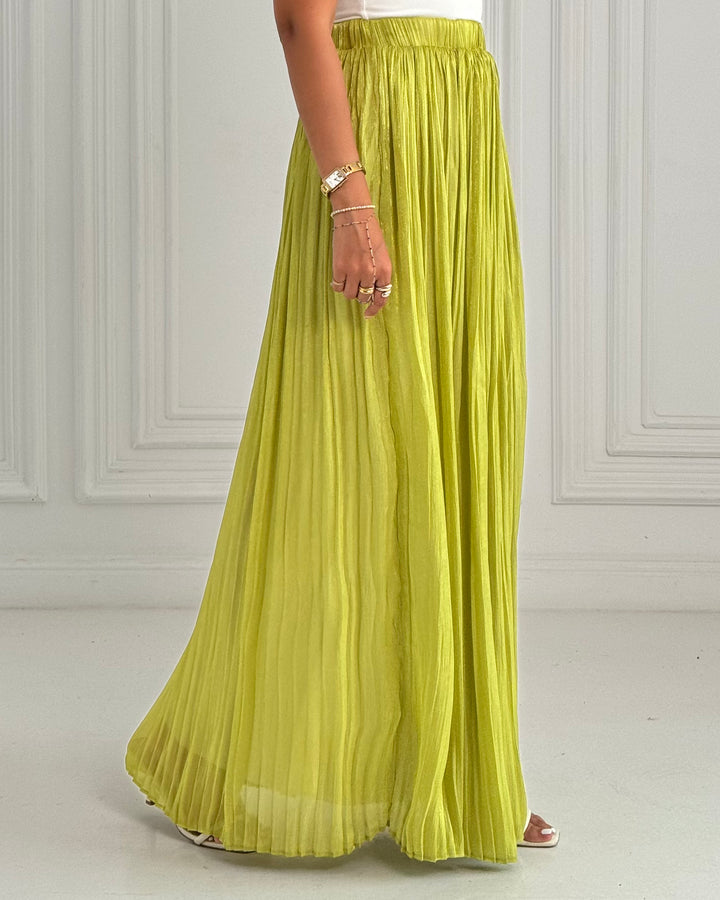Apple green chiffon skirt