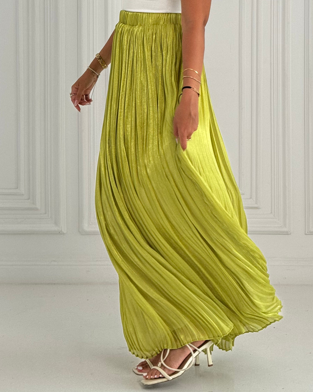 Apple green chiffon skirt