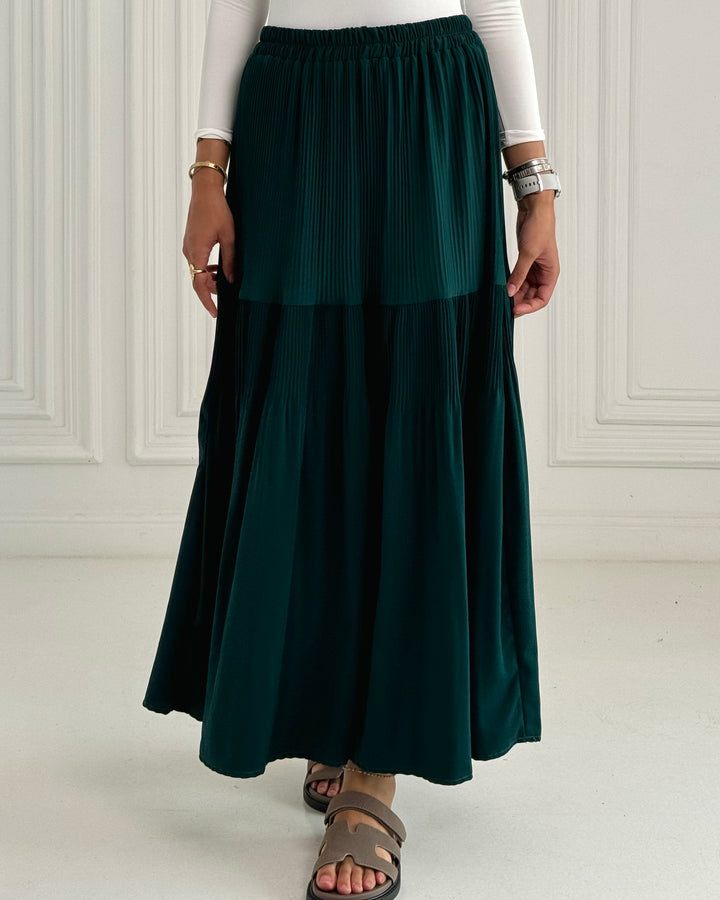 New Pillise skirt-teal blue