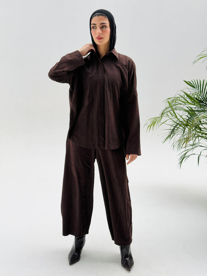 Sophia Pleated Set- Brown