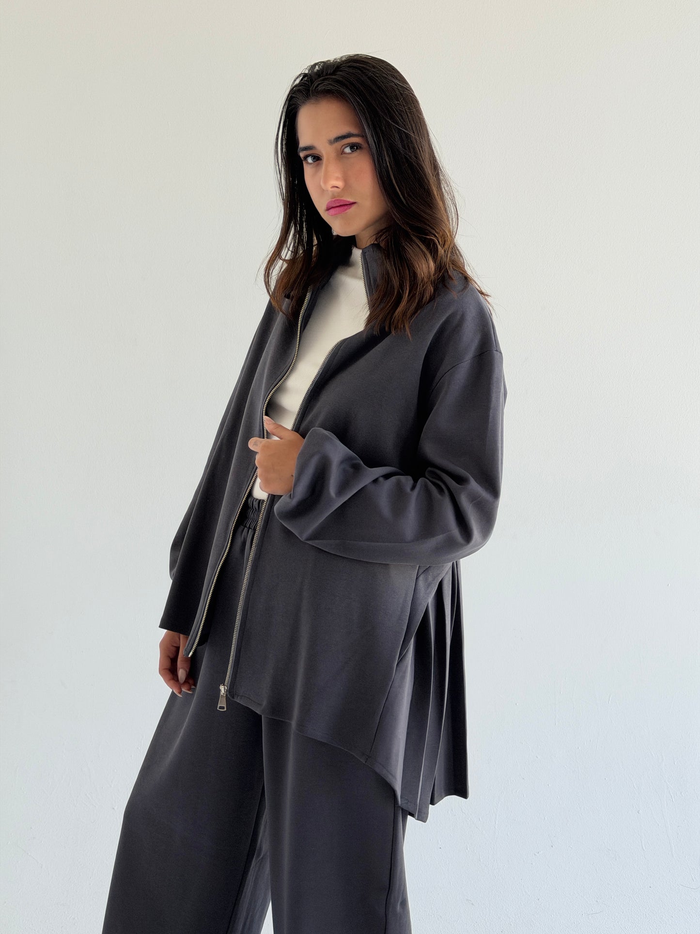 Pleated back set -gray