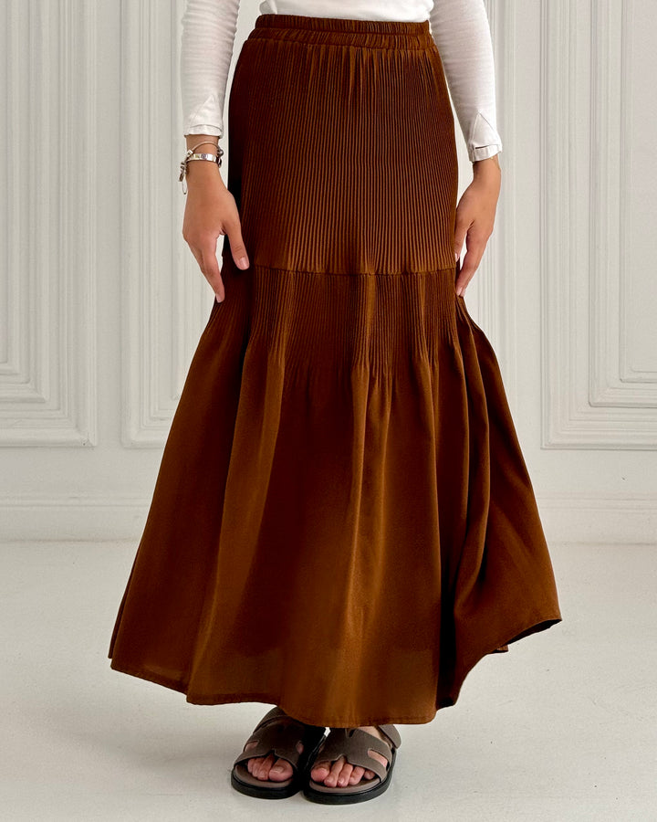 New Pillise skirt- Brown