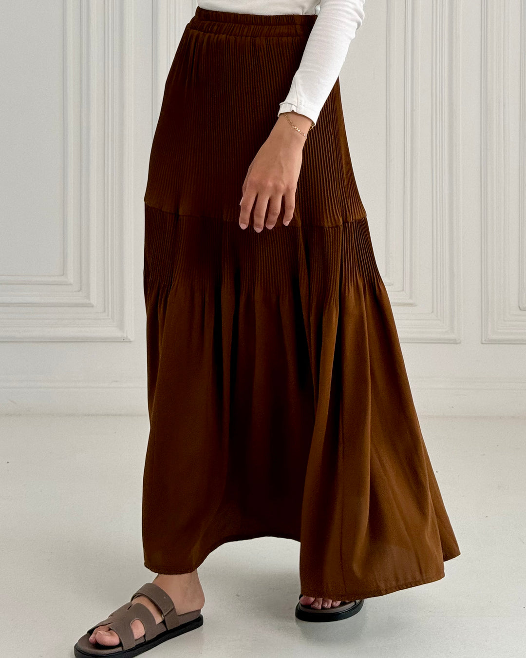 New Pillise skirt- Brown