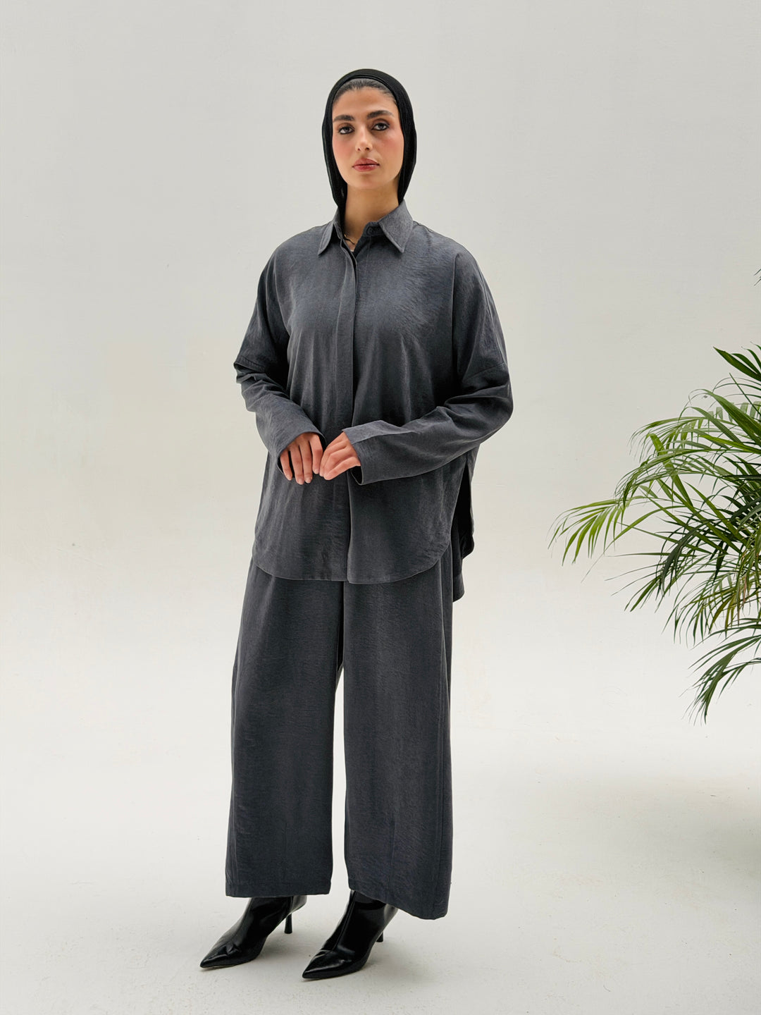 Sophia Pleated Set- Gray