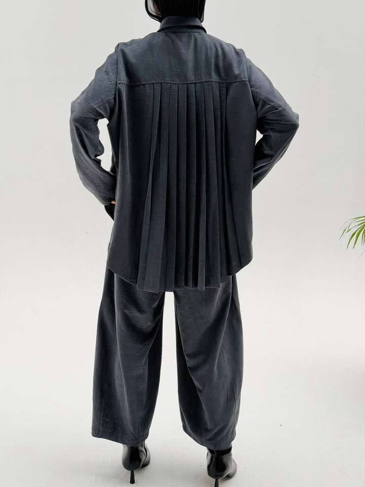 Sophia Pleated Set- Gray