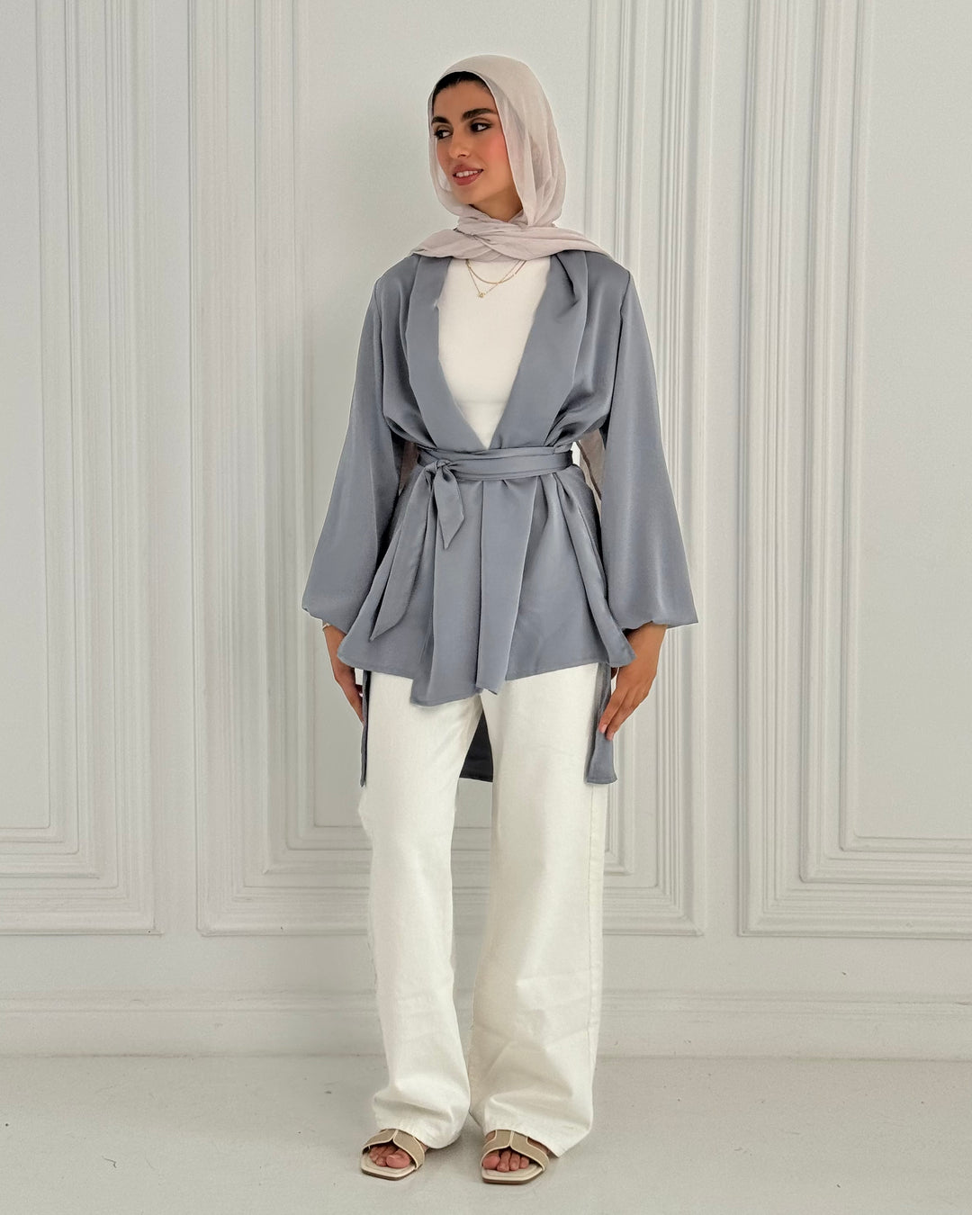 Shall satin shirt - Garish blue