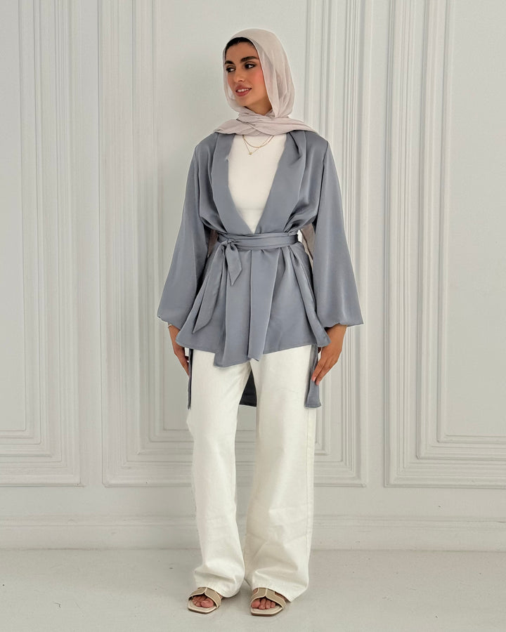 Shall satin shirt - Garish blue