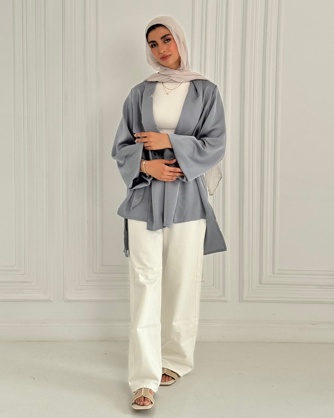 Shall satin shirt - Garish blue
