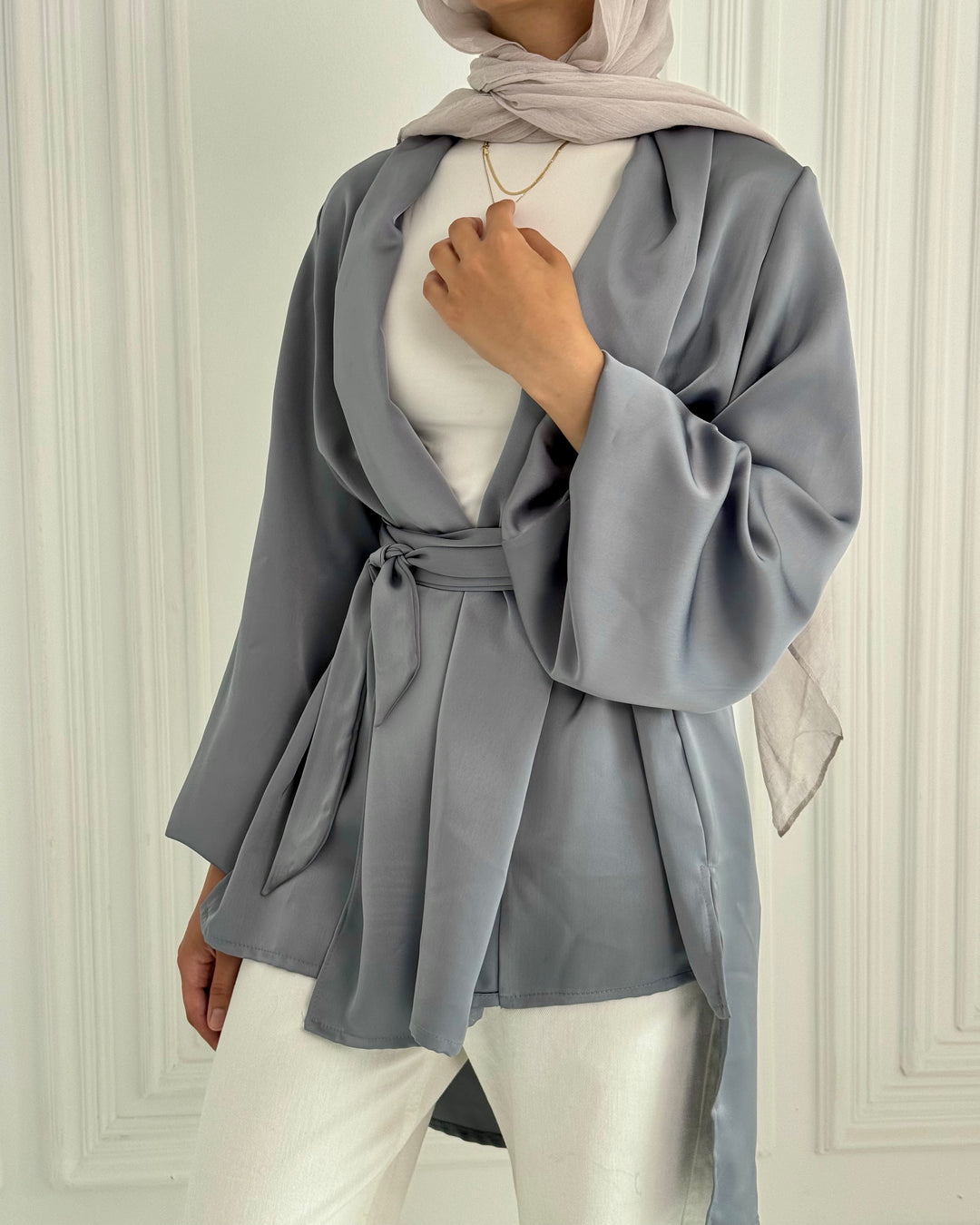 Shall satin shirt - Garish blue