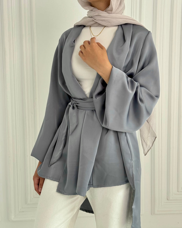 Shall satin shirt - Garish blue