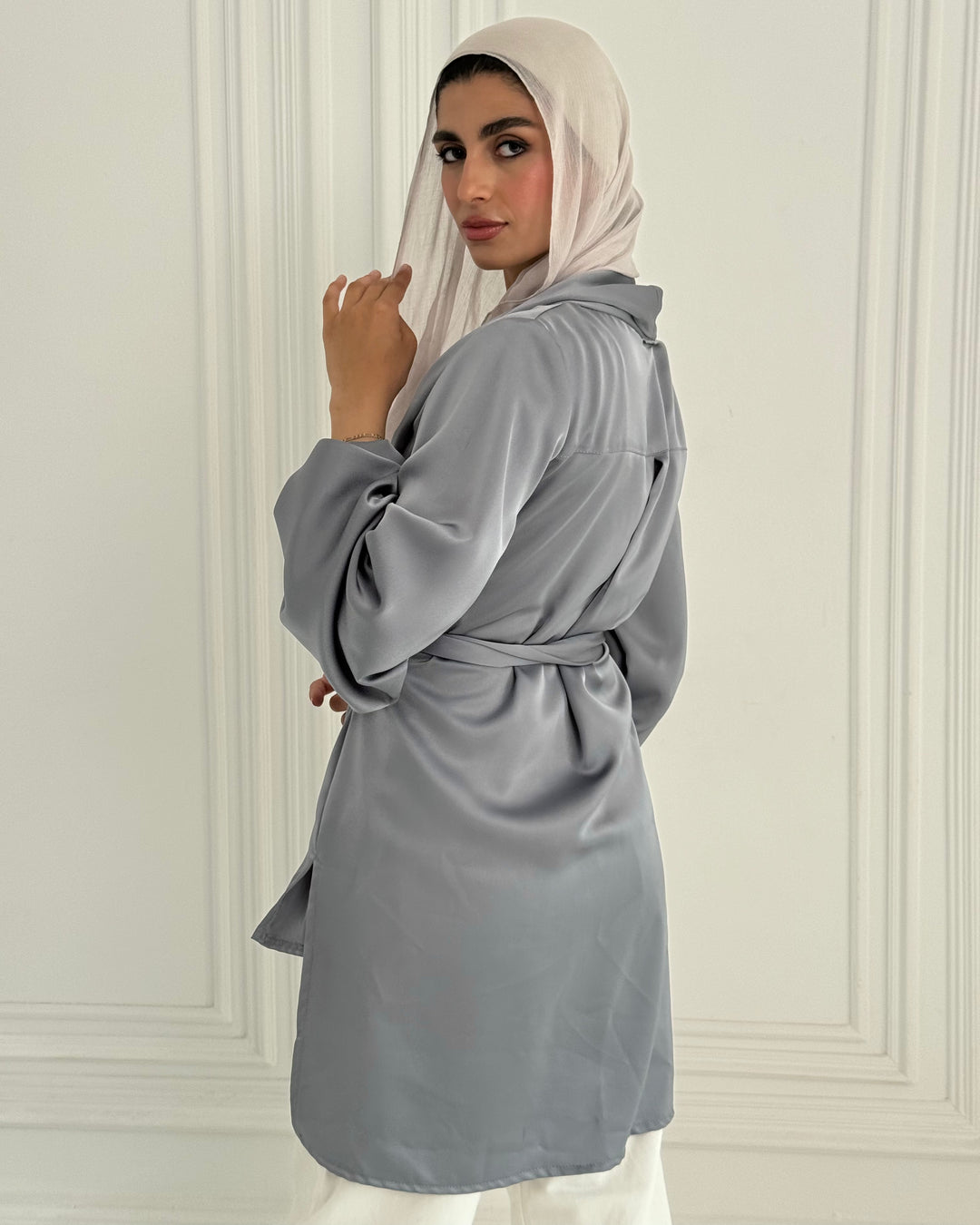 Shall satin shirt - Garish blue